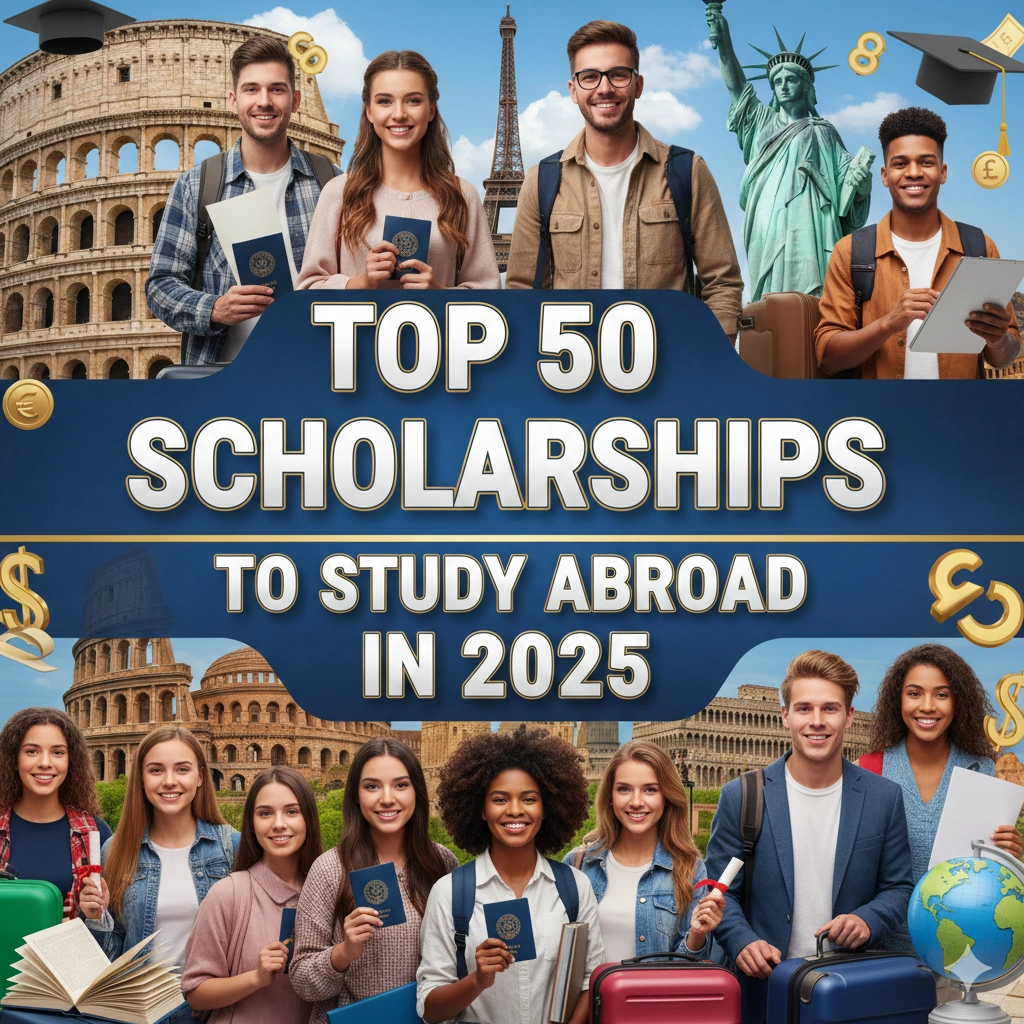 Students celebrating selection in top scholarships to study abroad in 2025.