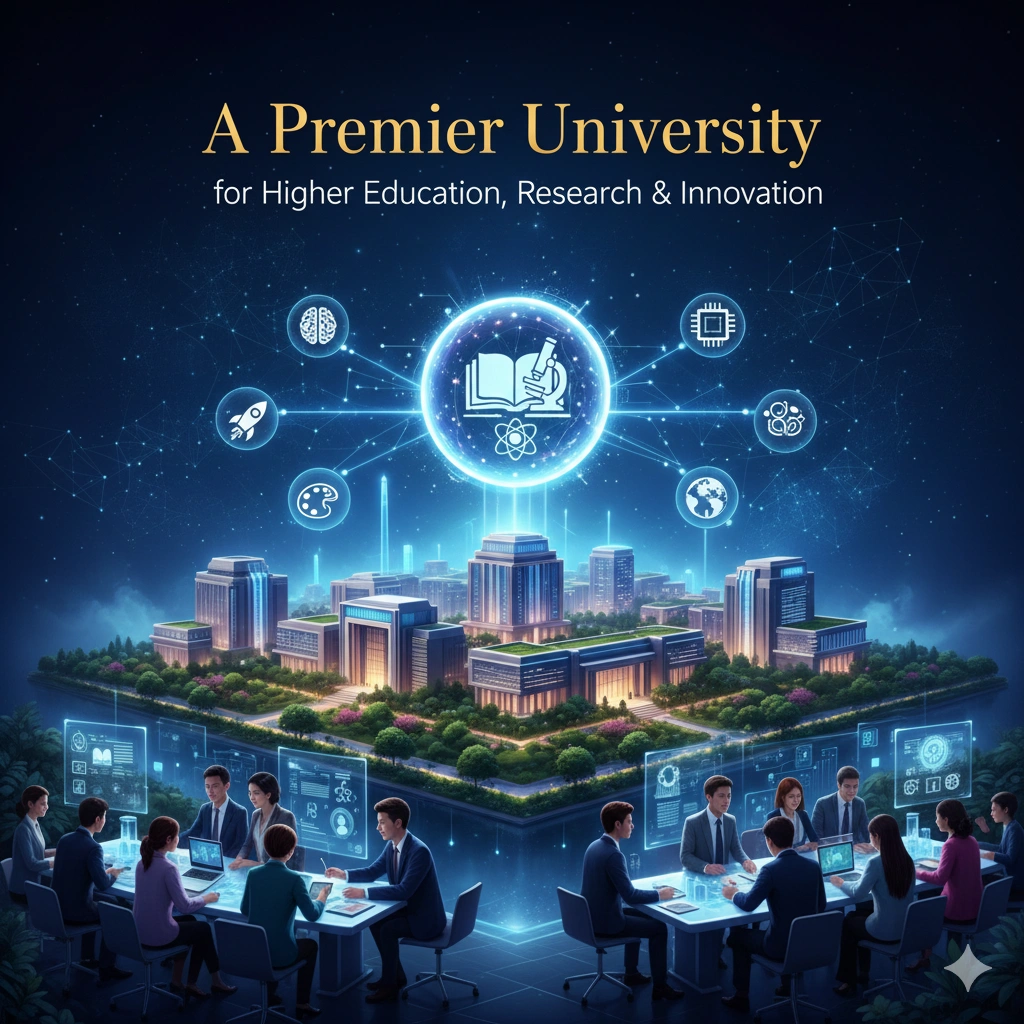 Students and researchers at a premier university engaged in higher education, advanced research, and innovative learning.