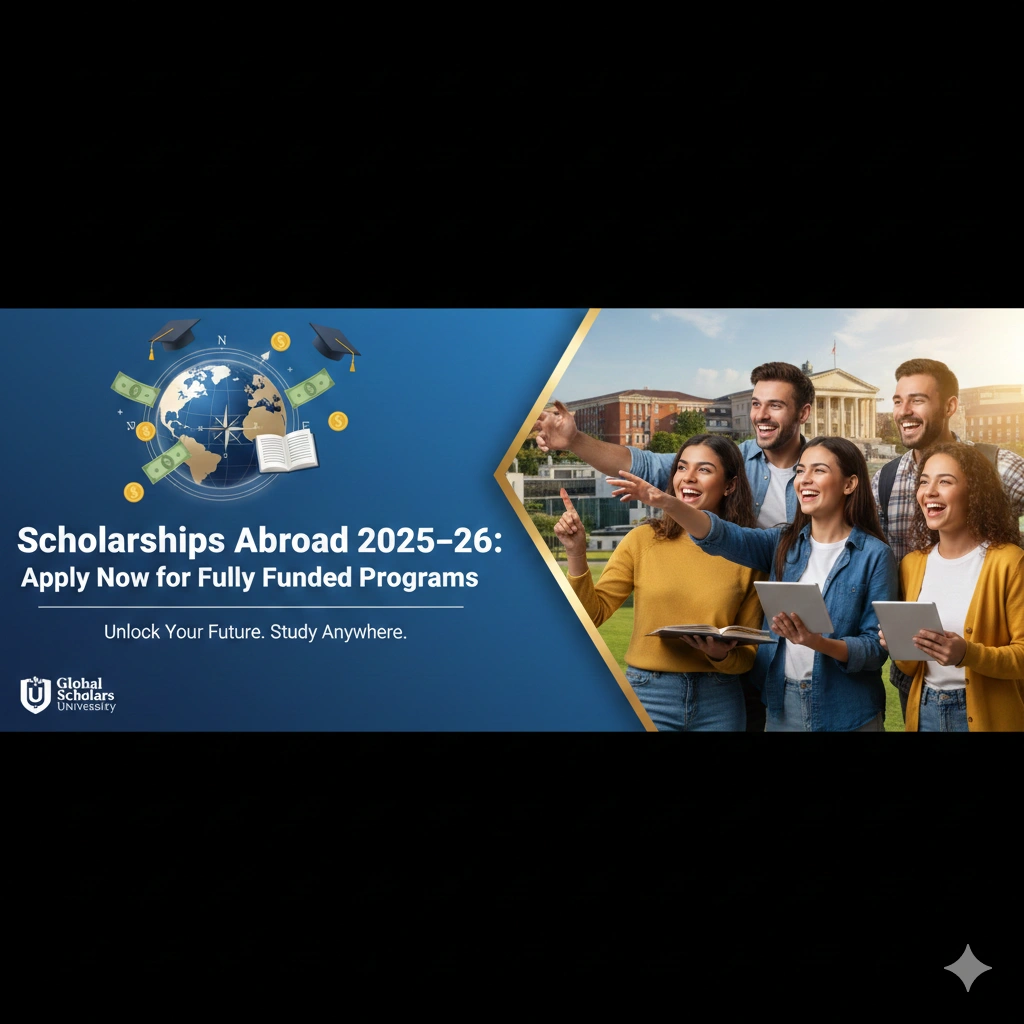 Students celebrating receiving fully funded scholarships to study abroad for the 2025–26 academic year.