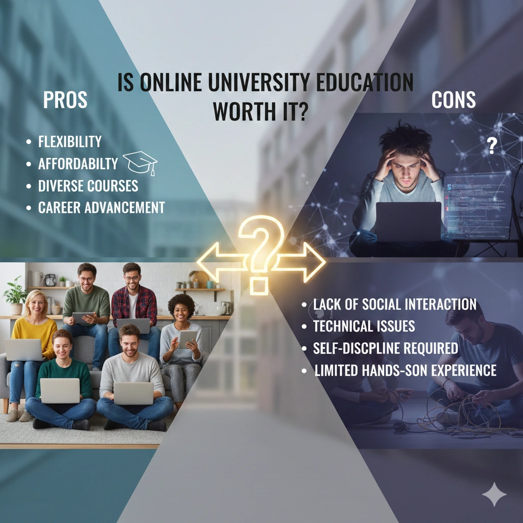 Is online university education worth it, highlighting flexible accredited online degrees, career growth opportunities, and employer acceptance of online learning