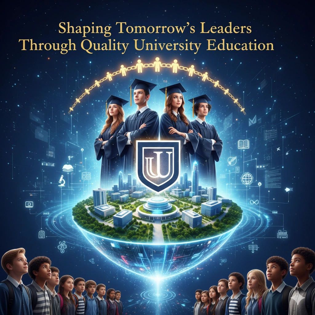 Students developing leadership skills at a quality university through advanced education and mentorship.