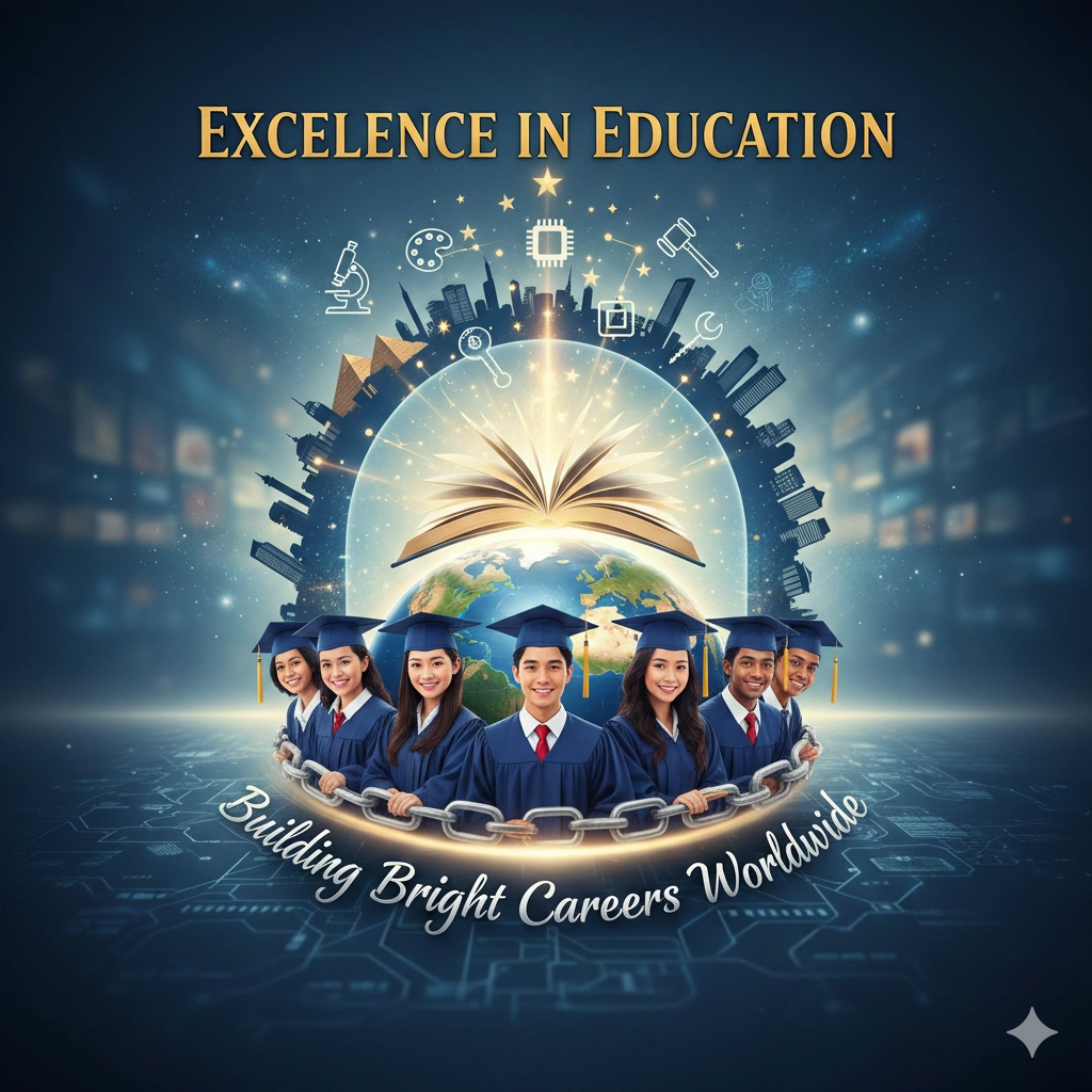 Students experiencing excellence in education at a global university, developing skills for successful careers worldwide.