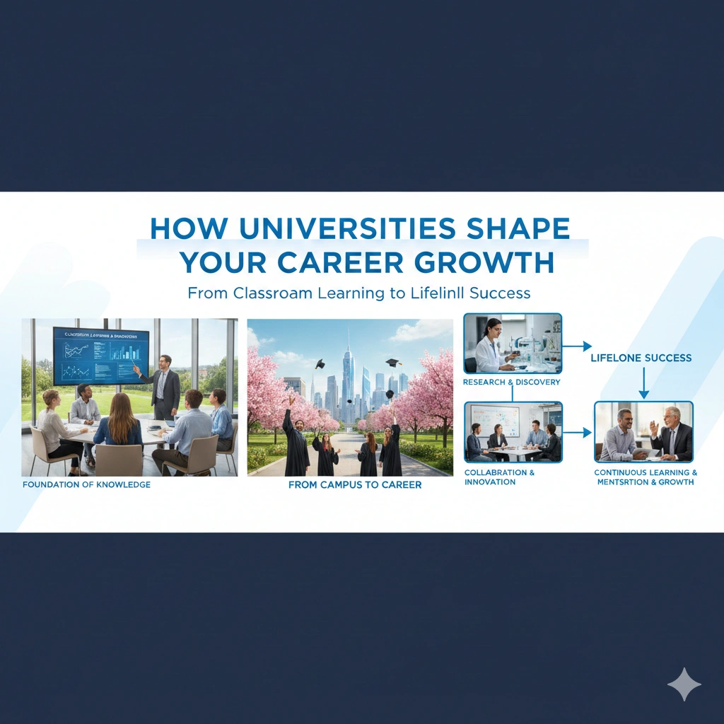Universities shaping career growth through education, skill development, mentorship, internships, and professional networking that guide students toward long-term career success.